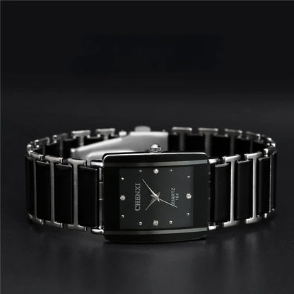Fashion Rectangle Watch Women White Simulated Ceramics Watches Men Women Casual Quartz Wristwatches Couple Watch Unique Watch
