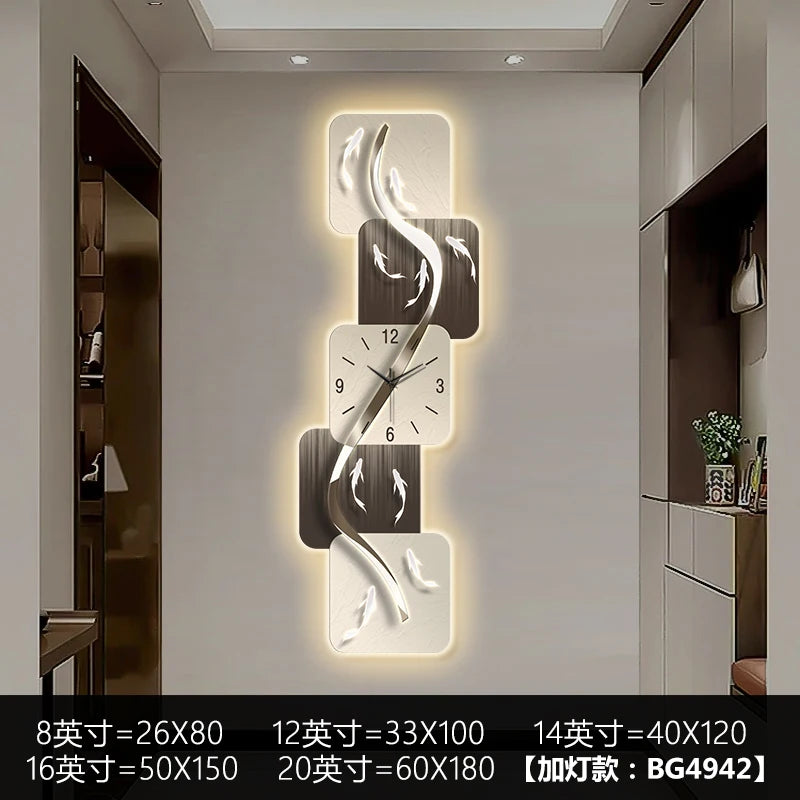Modern Nine Fish LED Wall Clock | Artistic Silent Mural Clock with Luminous Design for Living Room & Home Decoration