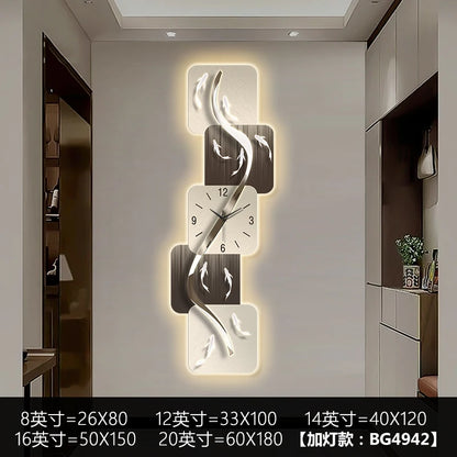 Modern Nine Fish LED Wall Clock | Artistic Silent Mural Clock with Luminous Design for Living Room & Home Decoration