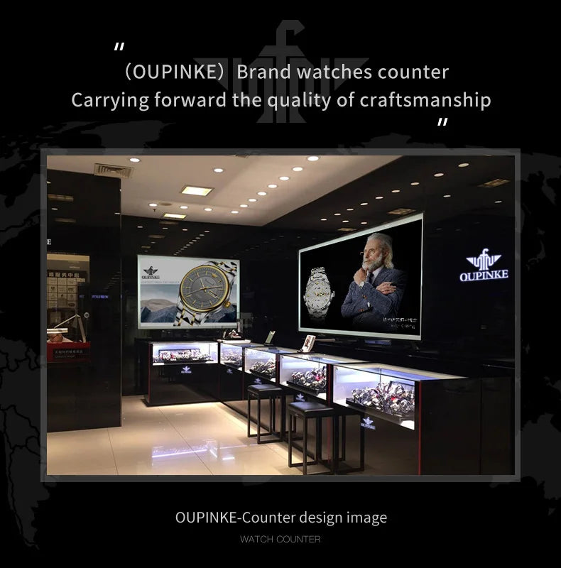 OUPINKE 3173 Men's Full Gold Watch Fully hollow out Waterproof top-level luxury automatic mechanical watch