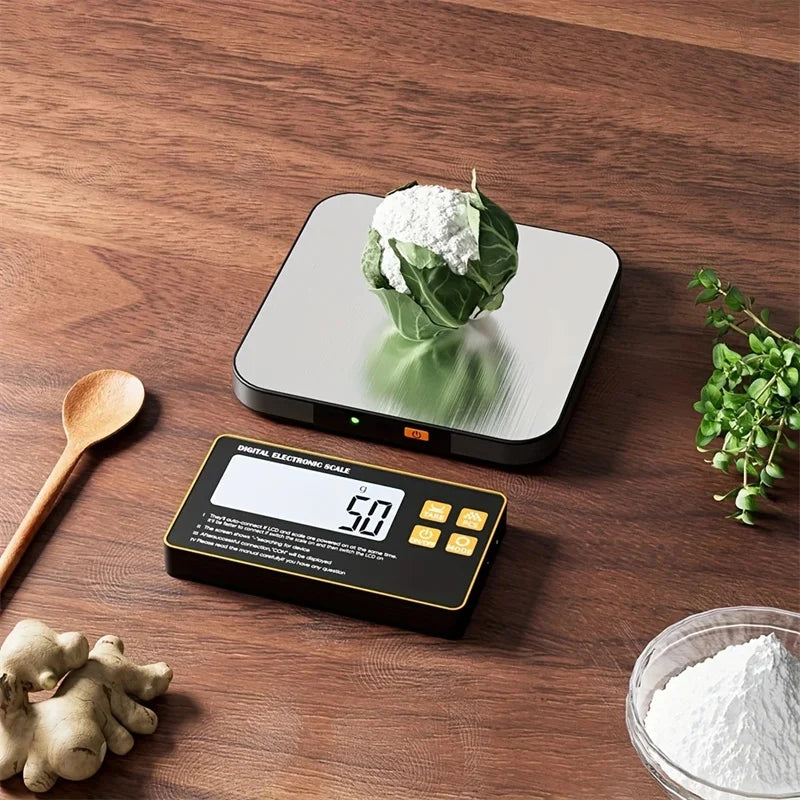 Wireless Kitchen Scale with Remote Display Stainless Steel Pan Magnetic Digital Electronic 15KG for Food Meal Prep