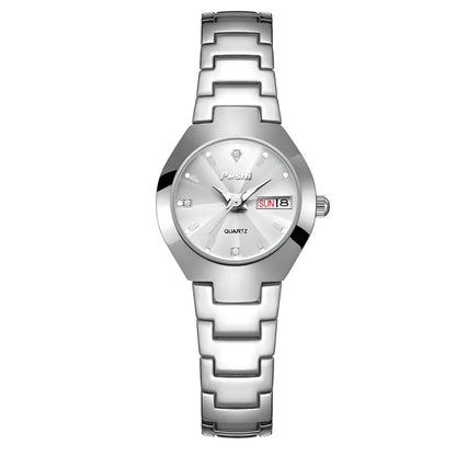 Swiss Brand POSHI Women Watch Stainless Steel Simple Waterproof Luminous with Date Week Quartz Watches Elegant Bracelet for Gift