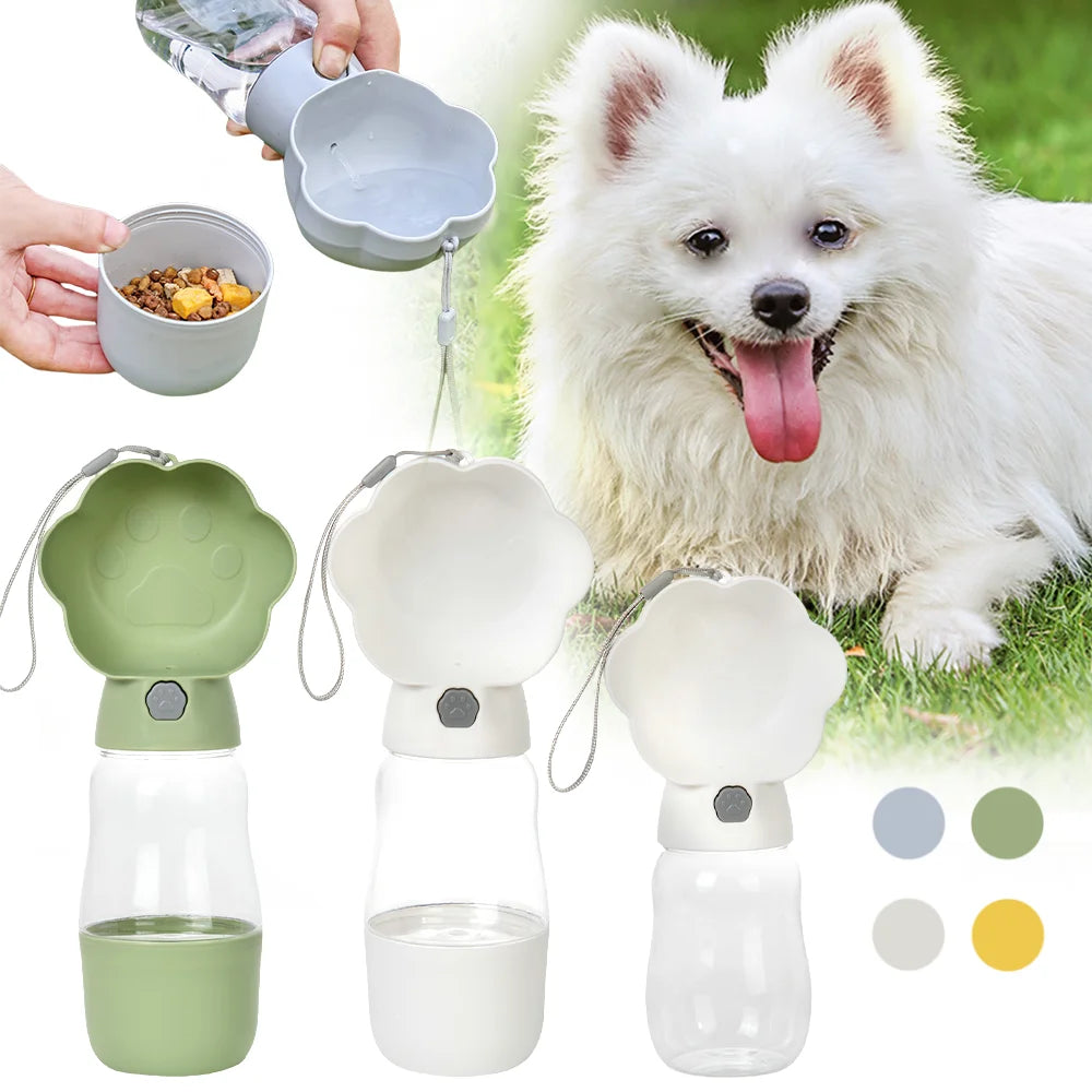 2-in-1 Portable Dog Water Bottle & Food Feeder | Leak-Proof Travel Drink Bowl for Small Dogs & Puppies