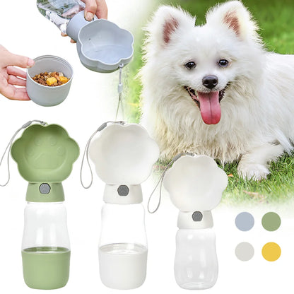 2-in-1 Portable Dog Water Bottle & Food Feeder | Leak-Proof Travel Drink Bowl for Small Dogs & Puppies