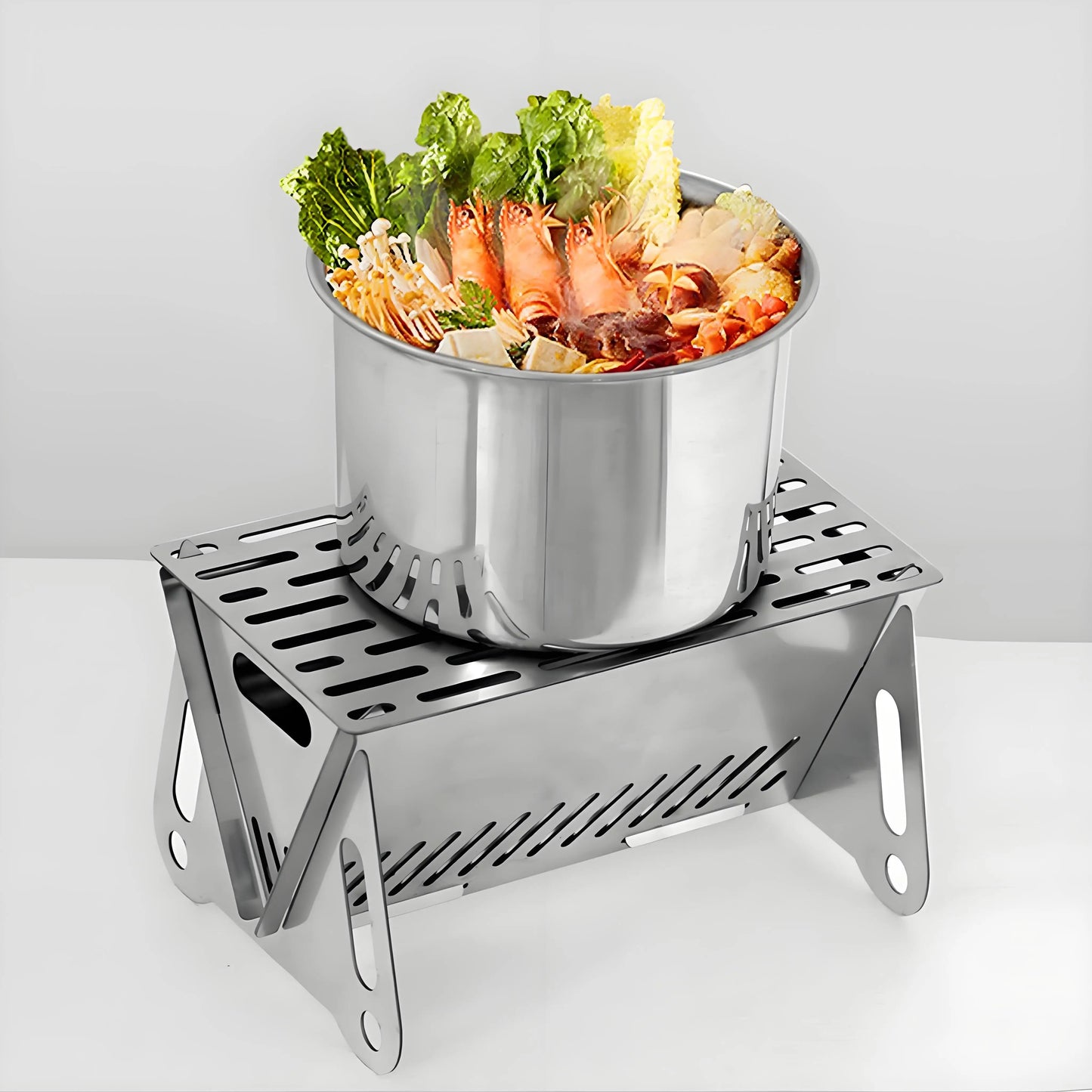 Camping Grill Pro - 304 Steel Instant-Fold BBQ ✔SparkGuard & NSF-Certified (Tailgating/Picnic Essential)