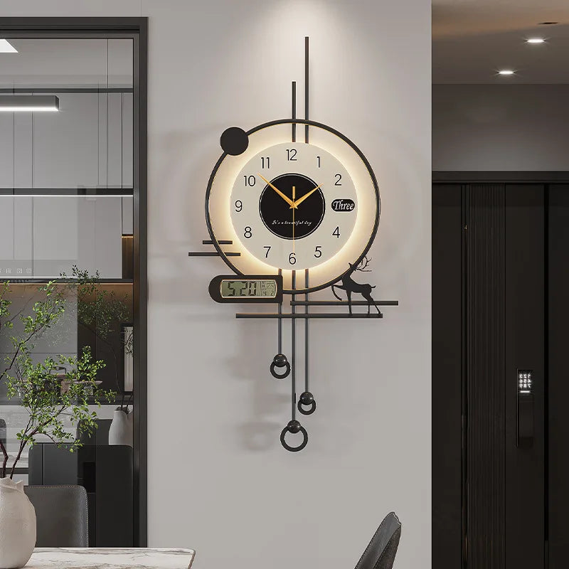 Minimalist Luxury Wall Clock | Silent Modern Calendar Clock for Living Room & Home Decoration Accessories