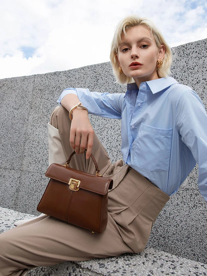 ITAMOOD Genuine Leather Women's Bag Luxury Branded Women's Handbag Fashionable and Versatile Crossbody Bag With Scarf Decor