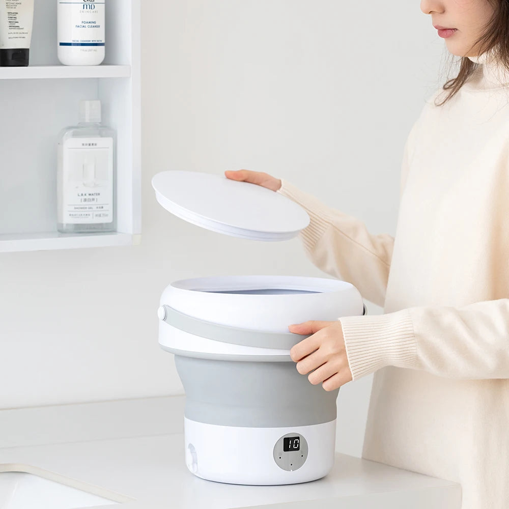 6L/11L Foldable Portable Washing Machine with Spin Dryer | Ultrasonic Mini Washer for Clothes, Underwear & Travel Use