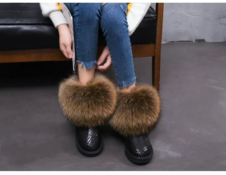 2024 Fur One Fox Hair Snow Boots Women'S Leather Low Short Tube Fashion Cowhide Snow Boots Women'S Short Boots
