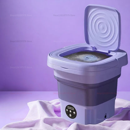 8L Portable Folding Washing Machine | Fully Automatic Mini Laundry Washer for Underwear, Baby Clothes & Dorm Use