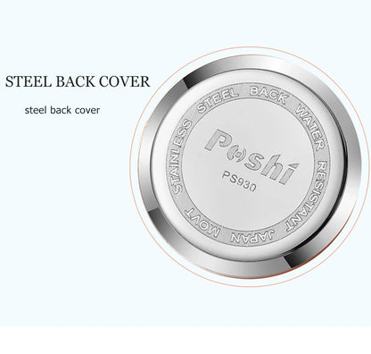 Swiss Brand POSHI Women Watch Stainless Steel Simple Waterproof Luminous with Date Week Quartz Watches Elegant Bracelet for Gift