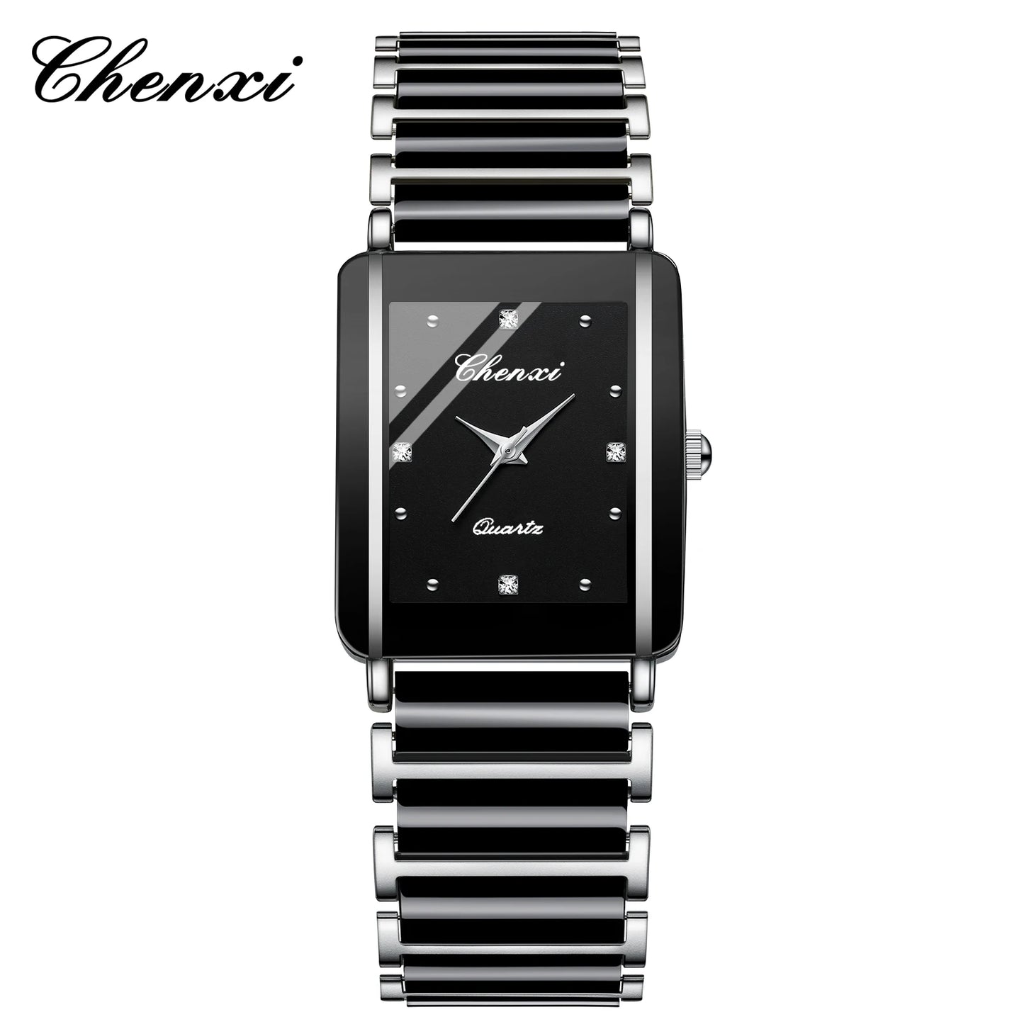 CHENXI 104A Fashion couple watches Rectangle Quartz Watch for Women Men Lovers Simulated-ceramics relojes para damas reloj mujer