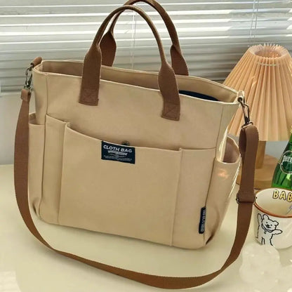 Large Capacity Canvas Tote Shoulder Bag Women's Messenger Bag Multi Pocket Casual Crossbody Handbags
