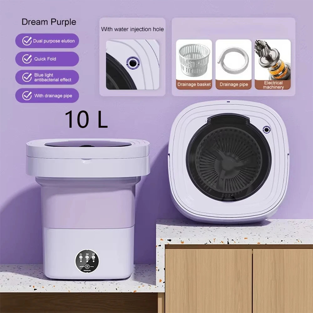 13L Portable Foldable Washing Machine with Spin Dryer for Socks Underwear Panties Washer Home Large Capacity Washing Machine