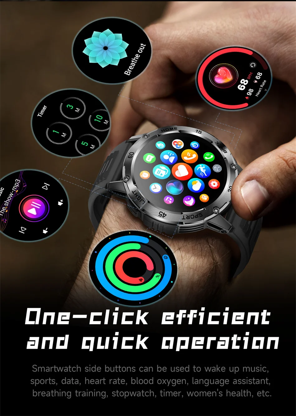 5ATM LED Flashlight Smart Watch Men 100+ Sports Modes Health Monitor Man Watches Bluetooth Call Men Smartwatches For Android ios