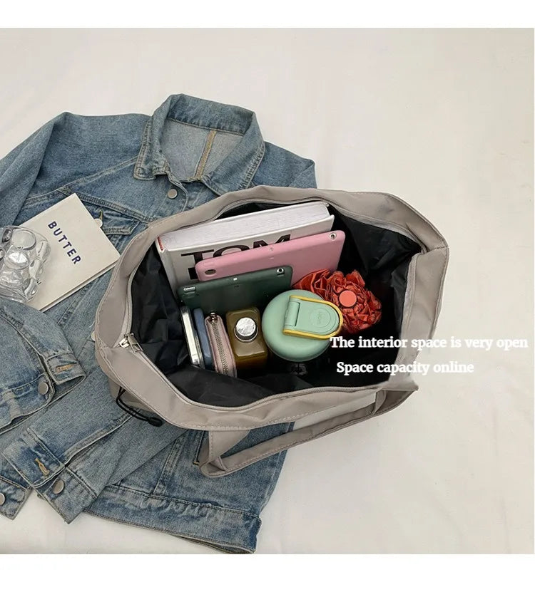 Casual Fashion Large Capacity Tote Bag Simple Travel Bag Women Large Shoulder Bag Aesthetic Handbags Drawstring Tote Handbag