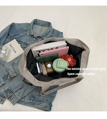 Casual Fashion Large Capacity Tote Bag Simple Travel Bag Women Large Shoulder Bag Aesthetic Handbags Drawstring Tote Handbag