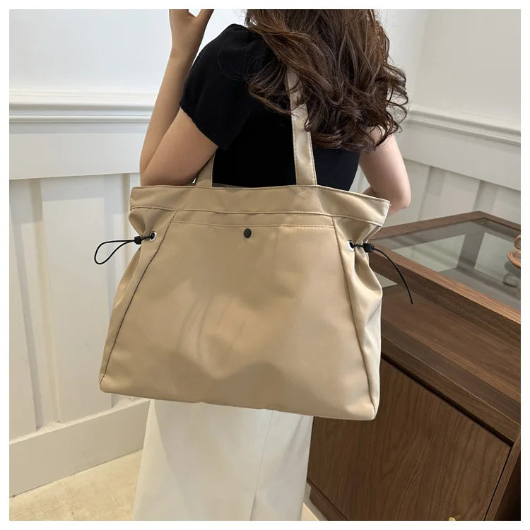 Casual Fashion Large Capacity Tote Bag Simple Travel Bag Women Large Shoulder Bag Aesthetic Handbags Drawstring Tote Handbag