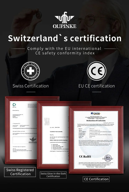 OUPINKE 3173 Men's Full Gold Watch Fully hollow out Waterproof top-level luxury automatic mechanical watch