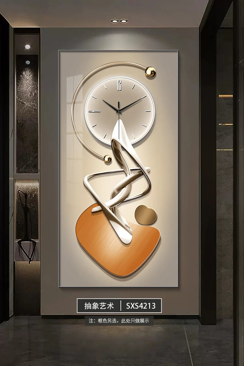 Modern Abstract Wall Clock | Silent Digital Hanging Clock for Living Room, Entrance & Corridor Wall Decoration