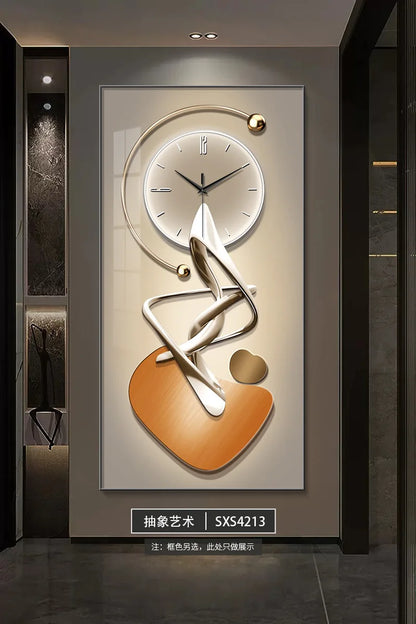 Modern Abstract Wall Clock | Silent Digital Hanging Clock for Living Room, Entrance & Corridor Wall Decoration