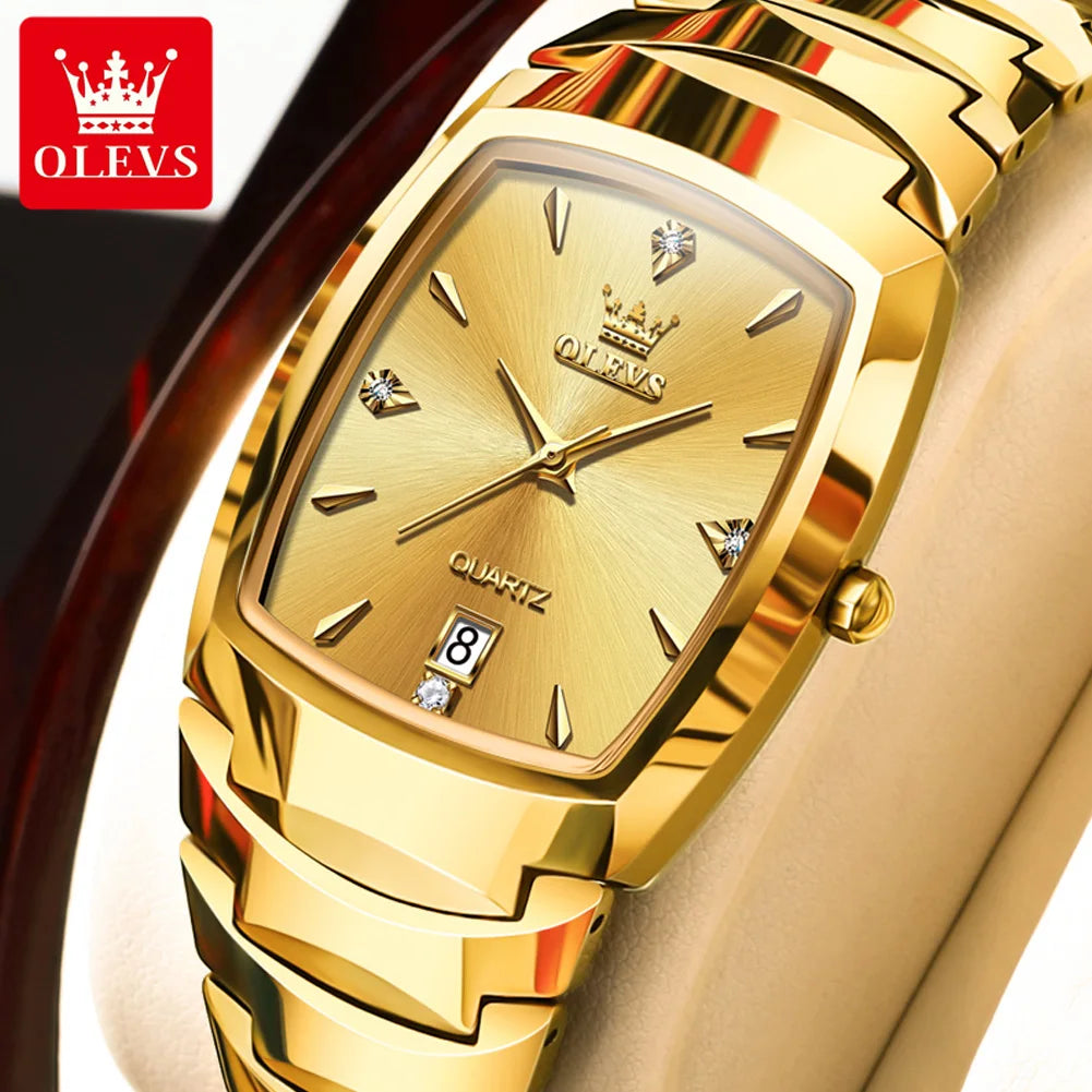 OLEVS 7006 Certified Brand Elegant Luxurious Women's Watches waterproof Tungsten Steel strip Quartz Watch for Lady Tonneau Watch