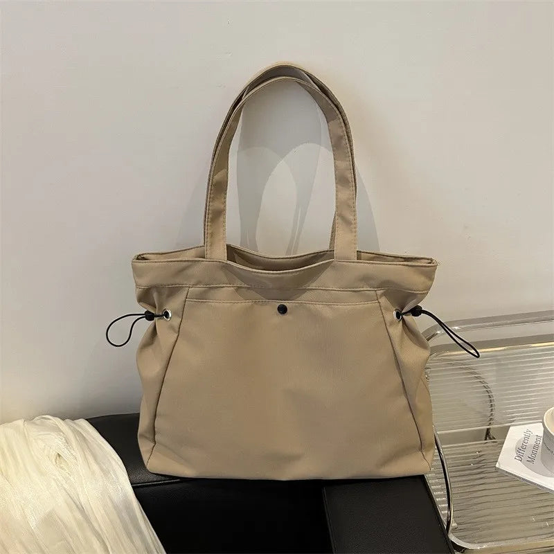 Casual Fashion Large Capacity Tote Bag Simple Travel Bag Women Large Shoulder Bag Aesthetic Handbags Drawstring Tote Handbag