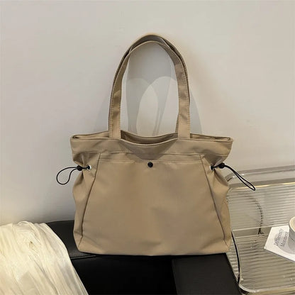 Casual Fashion Large Capacity Tote Bag Simple Travel Bag Women Large Shoulder Bag Aesthetic Handbags Drawstring Tote Handbag