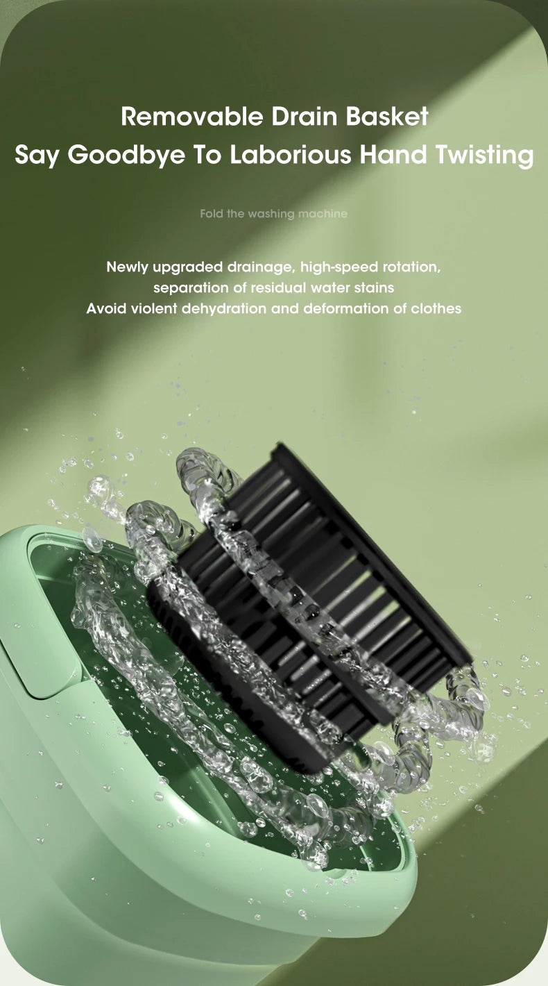 Mini Folding Washing Machine with Dryer | Portable Travel Laundry Washer for Socks & Underwear – 110V-240V (EU/US Plug)