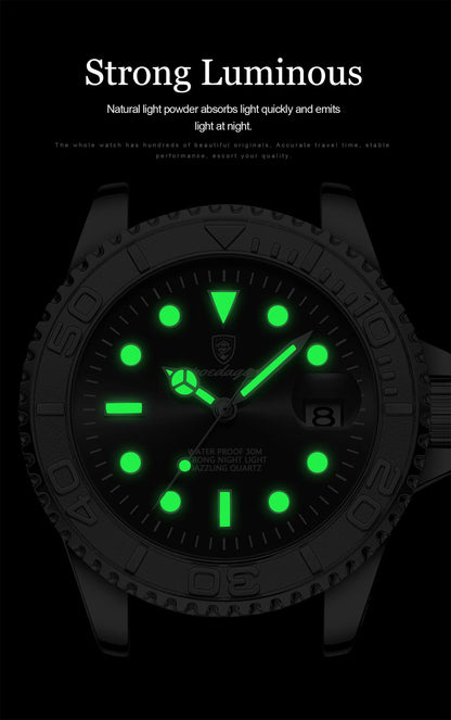 POEDAGAR Luxury Business Men Watch Waterproof Luminous Date Stainless Steel Men's Watches Military High Quality Quartz Man Watch