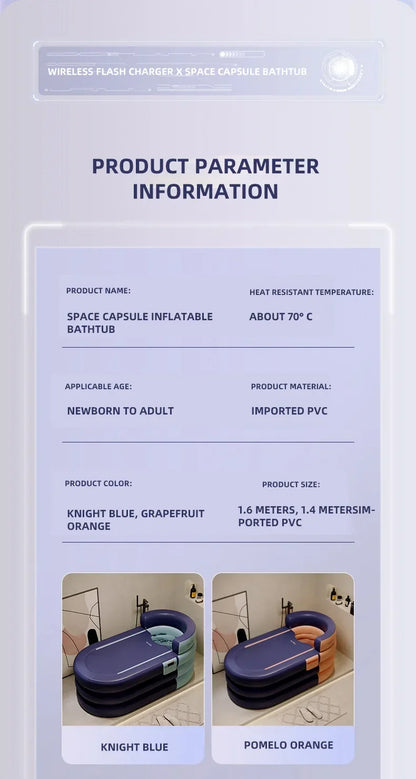 Soaking tub adult heightened PVC folding children's bath household inflatable bathtub adult bathing bucket thickened bathtub