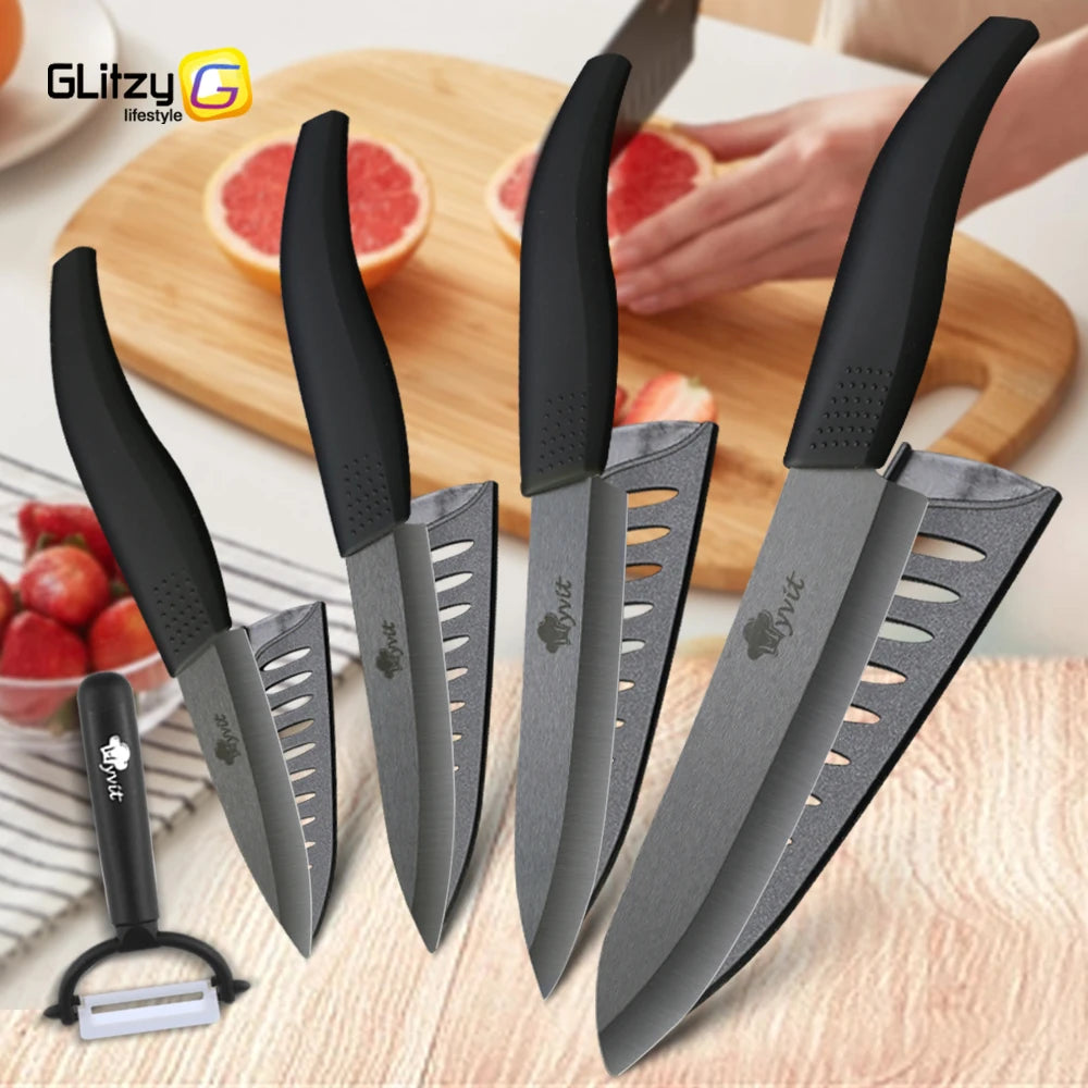 Ceramic Fruit Knife for Kitchen 3 4 5 6 inch Chef Knife with Sheath Utility Slicing Cooking Tool for Vegetable Rustproof Zirconi