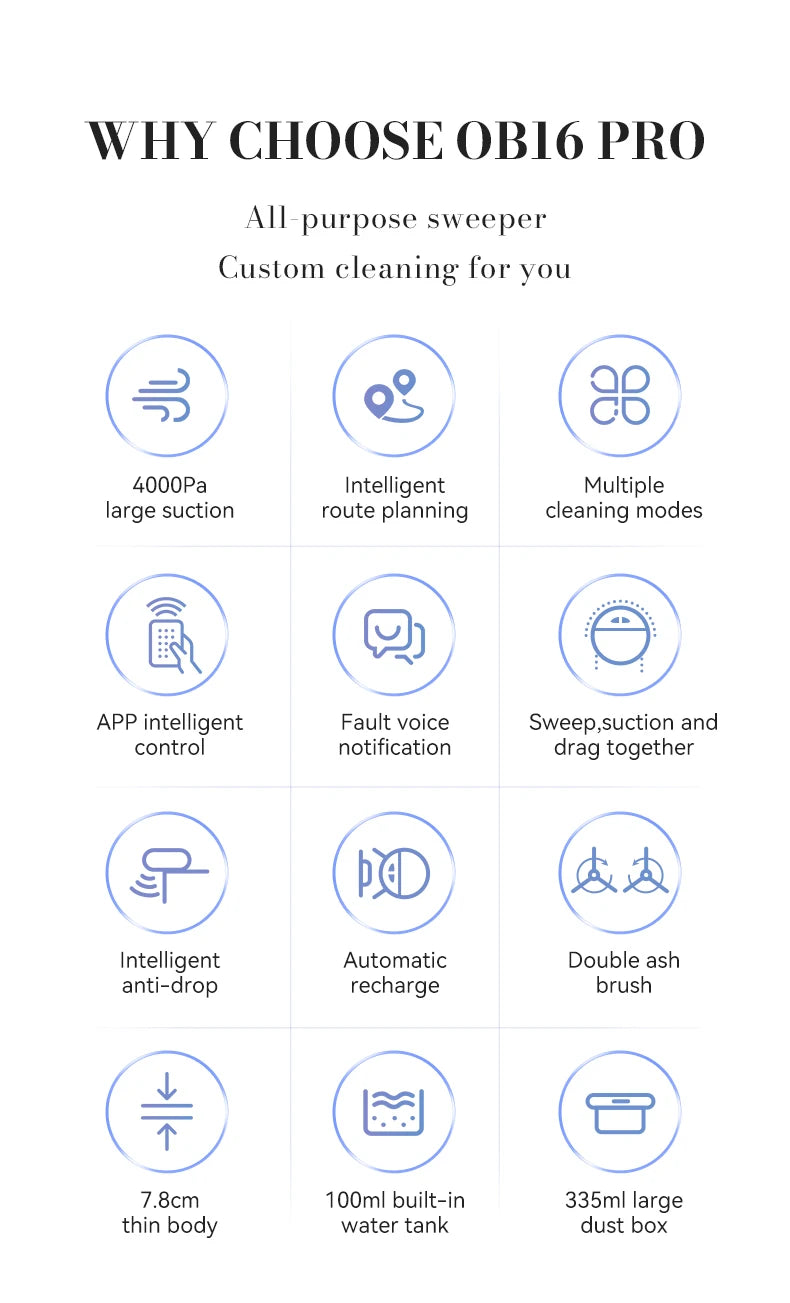 Intelligent Sweeping Robot Large Water Tank Mobile App Remote Control Planning And Cleaning Line Low Noise 2000 Pa Large Suction
