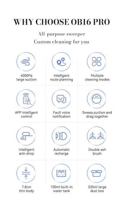 Intelligent Sweeping Robot Large Water Tank Mobile App Remote Control Planning And Cleaning Line Low Noise 2000 Pa Large Suction