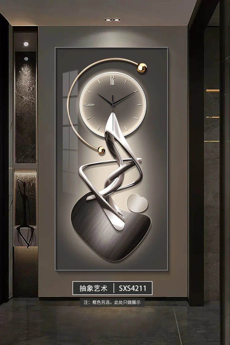 Modern Abstract Wall Clock | Silent Digital Hanging Clock for Living Room, Entrance & Corridor Wall Decoration