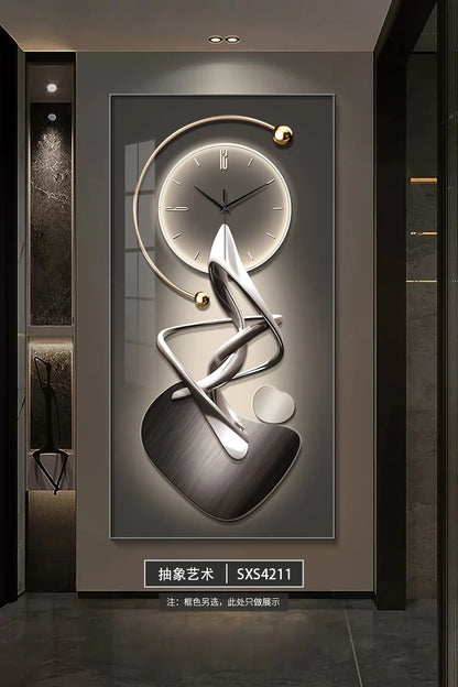 Modern Abstract Wall Clock | Silent Digital Hanging Clock for Living Room, Entrance & Corridor Wall Decoration