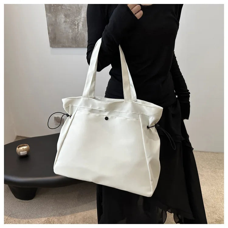Casual Fashion Large Capacity Tote Bag Simple Travel Bag Women Large Shoulder Bag Aesthetic Handbags Drawstring Tote Handbag