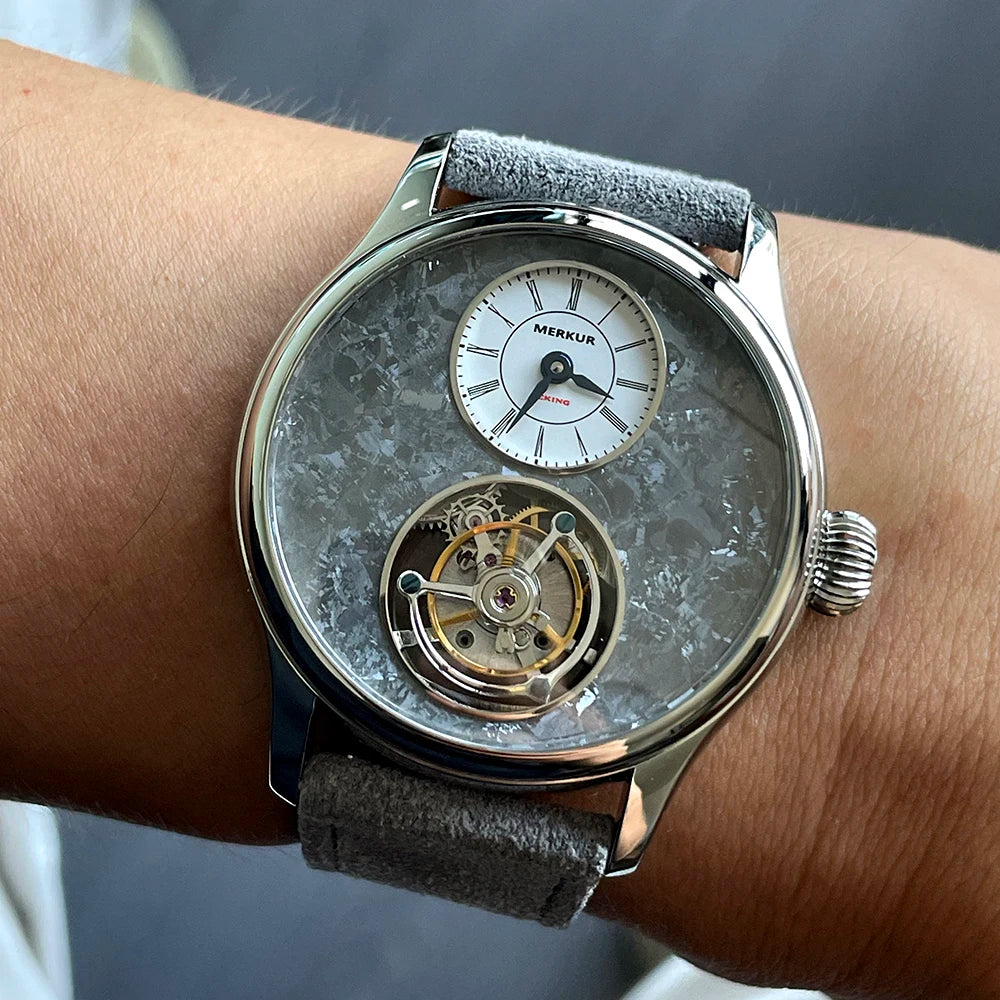 Merkur 100% Tourbillon Watch Men's Titanium Ice Flower Dial Sapphire Watch For Men Mechanical Wristwatches Relogio Masculino