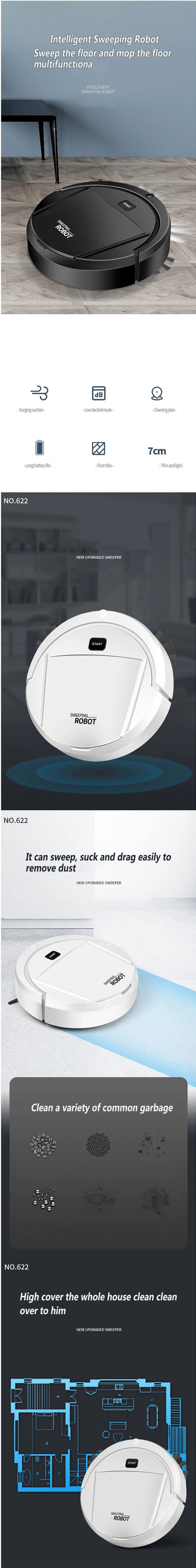 Smart Automatic Robot Vacuum Cleaner | 2-in-1 Wet & Dry Intelligent Floor Cleaning Machine for Home