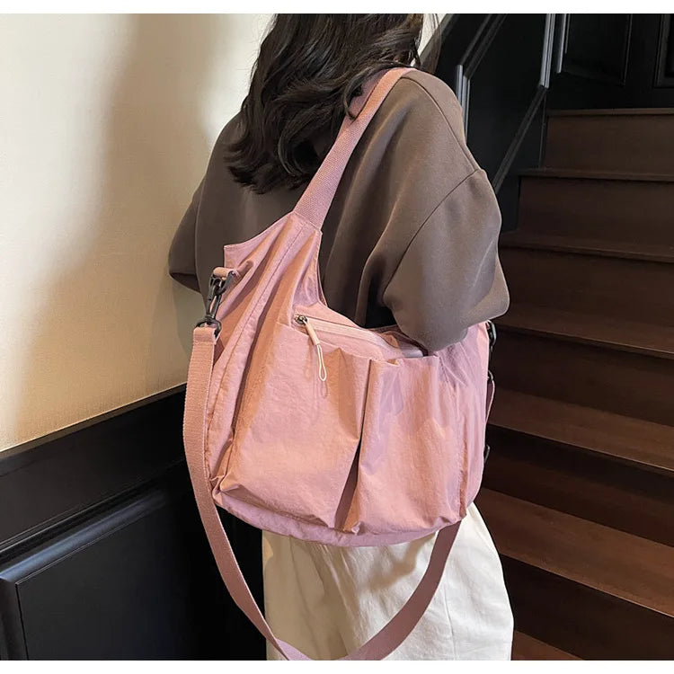 Summer New Large Capacity Crossbody Bag Nylon Fashionable Single Shoulder Handbag Women's Casual Tote Bag