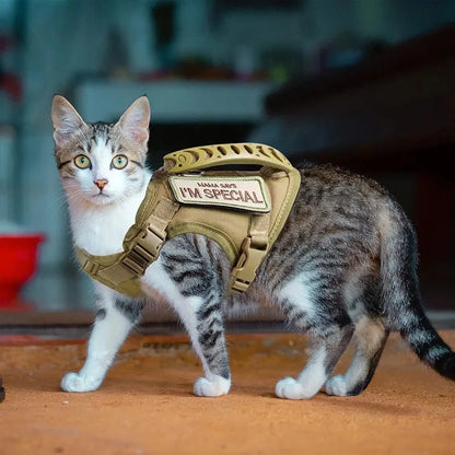 Tactical Cat Harness For Walking Escape Proof Adjustable Pet Vest Harness Soft Mesh With Control