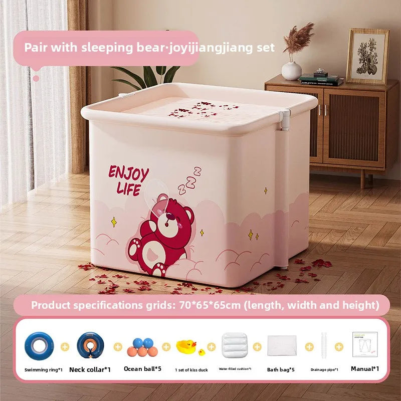 Household Children's Bath Bucket Adult Home Life Double Foldable Bath Bucket Thickened Free Installation Bathtub