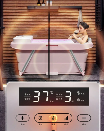 Folding Intelligent Bathtubs Adult Bath Bucket Household Full-body Sweat Steam Sauna Spa Dual-use Thickened Plastic Bath Barrel