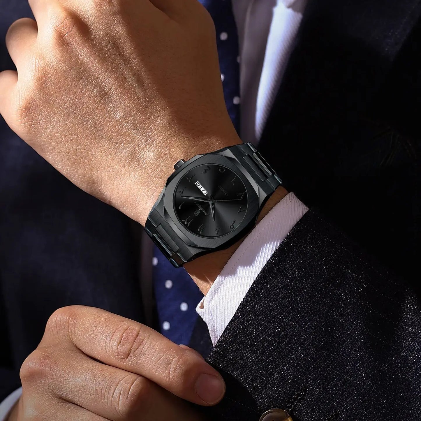 POEDAGAR Military Watch For Men Waterproof Luxury Week Calendar Man Wristwatch Quartz Stainless Steel Fashion Men's Watches Male