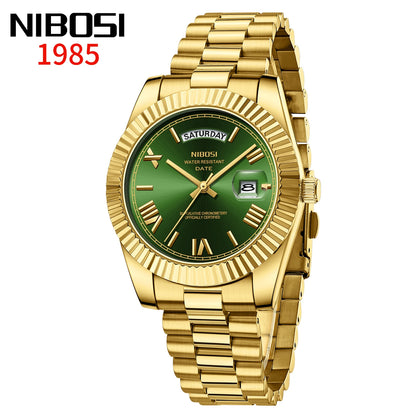 NIBOSI New Men Watch Brand Luxury Fashion Quartz Wristwatch Male Stainless Steel Waterproof Calendar Business Watches For Men