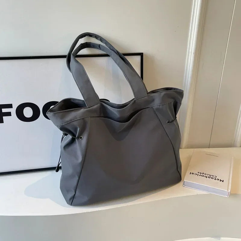 Casual Fashion Large Capacity Tote Bag Simple Travel Bag Women Large Shoulder Bag Aesthetic Handbags Drawstring Tote Handbag