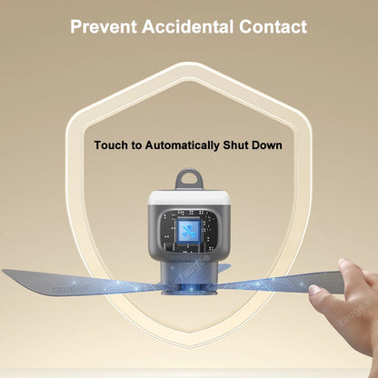 12000mAh Portable Camping Ceiling Fan with LED Light & Remote | Rechargeable Outdoor Tent Air Circulator Cooler