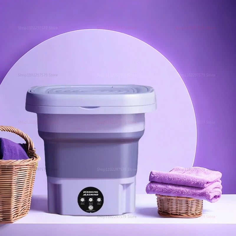 8L Portable Folding Washing Machine | Fully Automatic Mini Laundry Washer for Underwear, Baby Clothes & Dorm Use