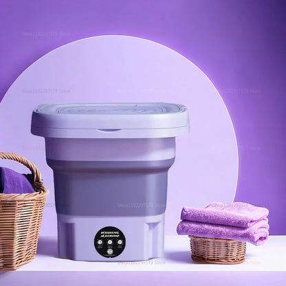8L Portable Folding Washing Machine | Fully Automatic Mini Laundry Washer for Underwear, Baby Clothes & Dorm Use