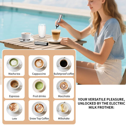Powerful Handheld Milk Frother & Drink Mixer | Rechargeable Electric Whisk & Foam Maker for Coffee, Lattes & Eggs